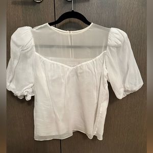 Black Puffed Short Sleeve Sheer Upper Top